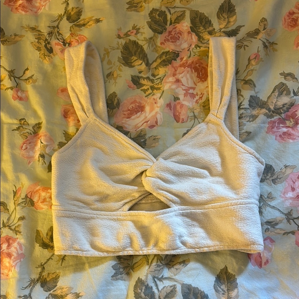 Madewell Cream Twist-Front Crop Top